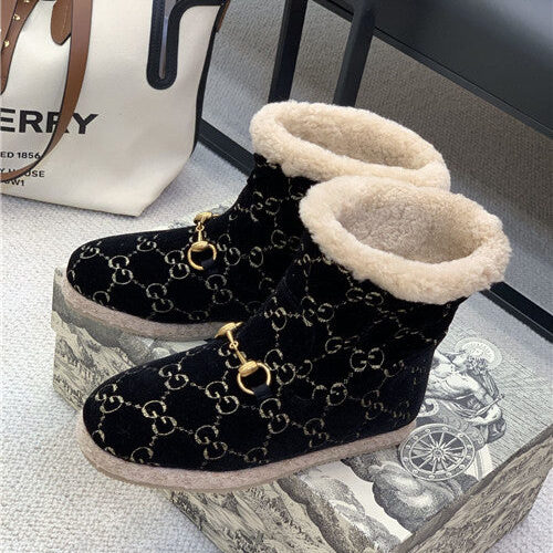 High Quality Luxury Gucci Fria GG Wool-Blend Ankle Boots – Style 84755 product detail