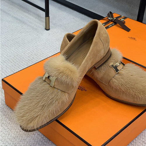 High Quality Luxury Hermes Mink Loafers Shoe product detail