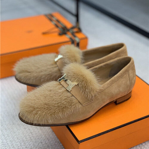 High Quality Luxury Hermes Mink Loafers Shoe alternate view
