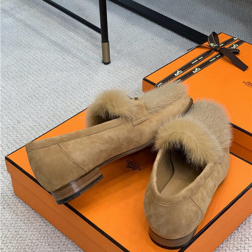 High Quality Luxury Hermes Mink Loafers Shoe product detail