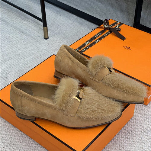High Quality Luxury Hermes Mink Loafers Shoe product detail
