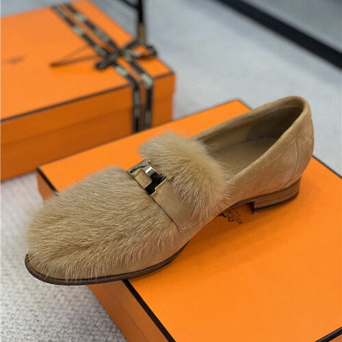 High Quality Luxury Hermes Mink Loafers Shoe product detail