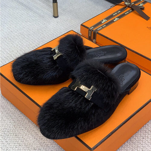 High Quality Luxury Hermes Mink Loafers Slippers – Style 77699 alternate view