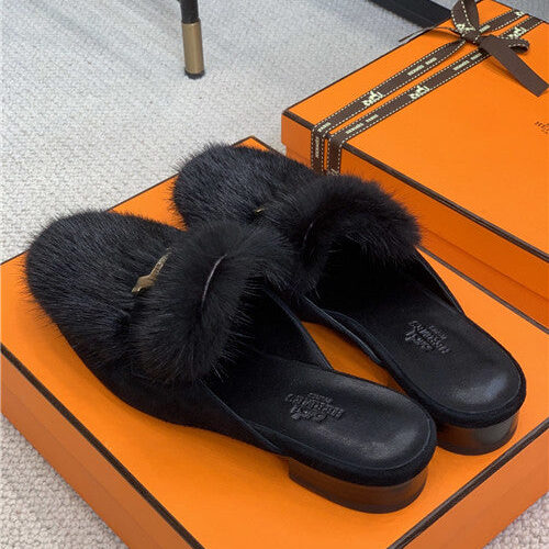 High Quality Luxury Hermes Mink Loafers Slippers – Style 77699 product detail