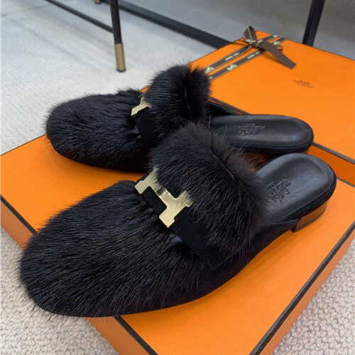 High Quality Luxury Hermes Mink Loafers Slippers – Style 77699 product detail