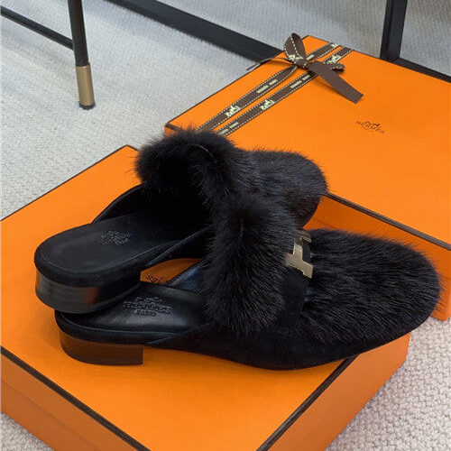 High Quality Luxury Hermes Mink Loafers Slippers – Style 77699 product detail