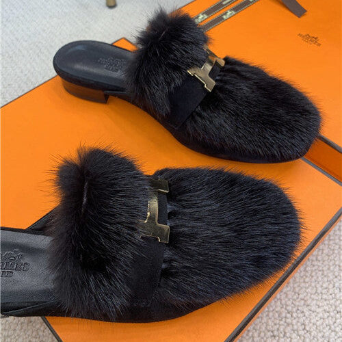 High Quality Luxury Hermes Mink Loafers Slippers – Style 77699 product detail