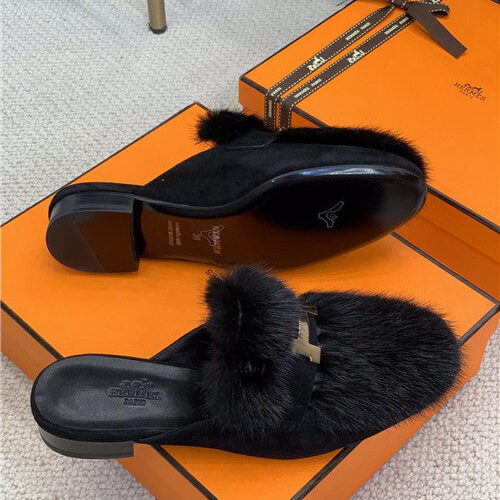 High Quality Luxury Hermes Mink Loafers Slippers – Style 77699 product detail