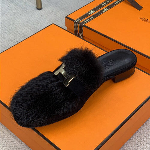 High Quality Luxury Hermes Mink Loafers Slippers – Style 77699 product detail