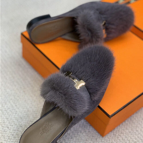 High Quality Luxury Hermes Mink Loafers Slippers – Style 43235 product detail