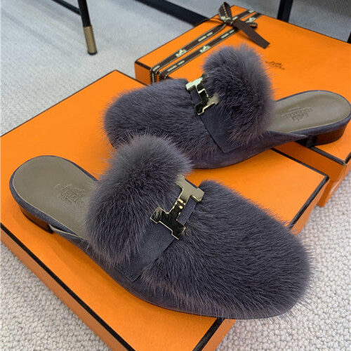 High Quality Luxury Hermes Mink Loafers Slippers – Style 43235 product detail