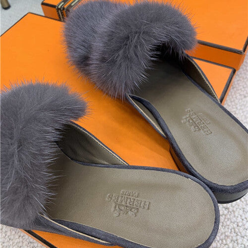 High Quality Luxury Hermes Mink Loafers Slippers – Style 43235 product detail