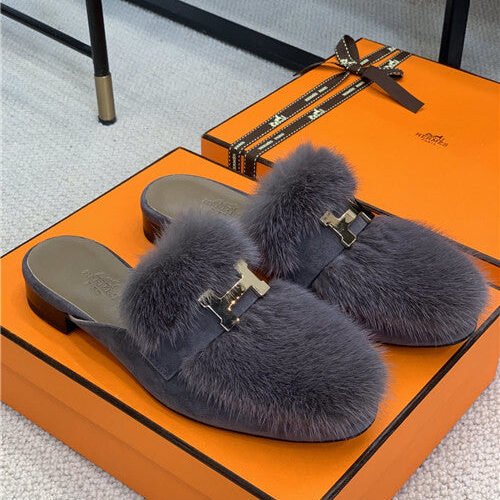 High Quality Luxury Hermes Mink Loafers Slippers – Style 43235