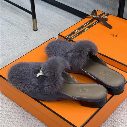 High Quality Luxury Hermes Mink Loafers Slippers – Style 43235 product detail