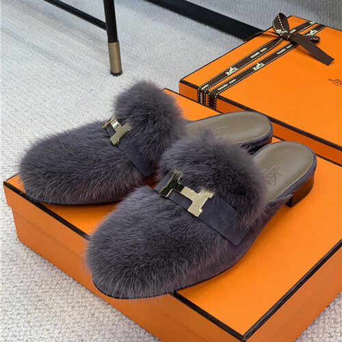 High Quality Luxury Hermes Mink Loafers Slippers – Style 43235 alternate view