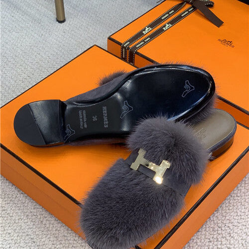High Quality Luxury Hermes Mink Loafers Slippers – Style 43235 product detail