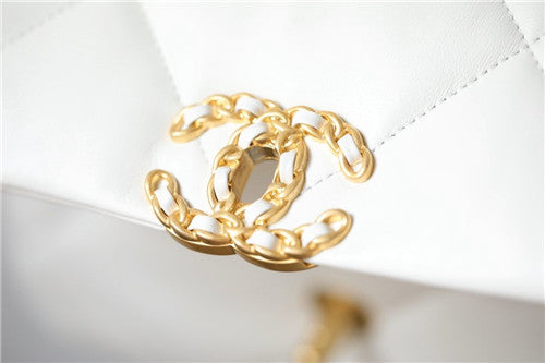 High Quality Luxury Chanel 19 Flap Bag White – Style 46815 product detail