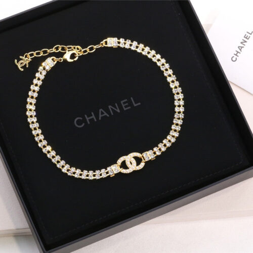High Quality Luxury Chanel Double C Pearl Full Diamond Necklace