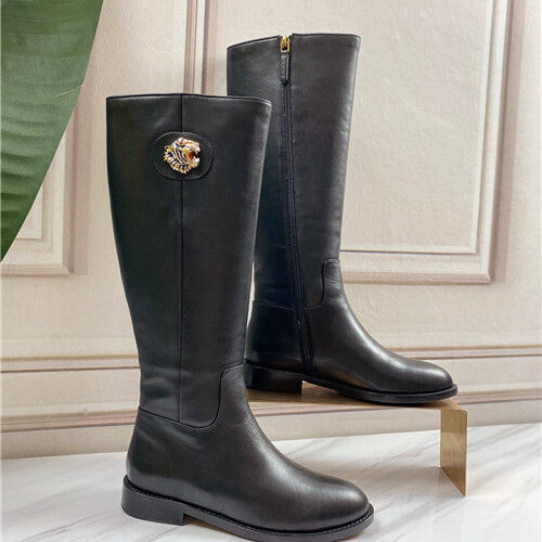High Quality Luxury Gucci Leather Boot With Tiger Head