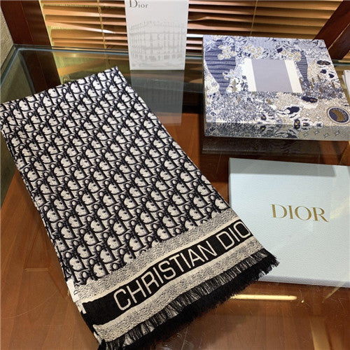 High Quality Luxury Christian Dior Silk And Wool Scarf alternate view