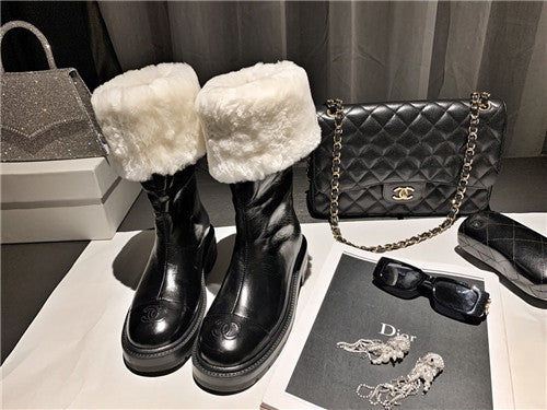 High Quality Luxury Chanel Fur Ankle Boots – Style 92262
