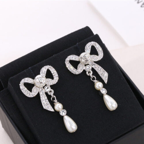 High Quality Luxury Chanel Ribbon Bow Earrings product detail