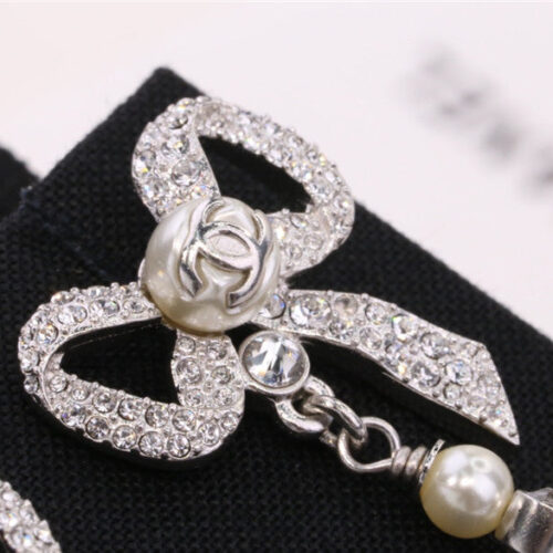 High Quality Luxury Chanel Ribbon Bow Earrings product detail