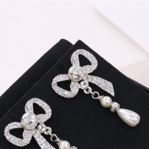 High Quality Luxury Chanel Ribbon Bow Earrings product detail