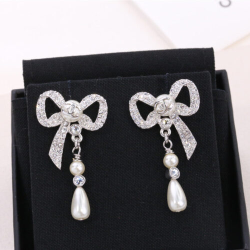 High Quality Luxury Chanel Ribbon Bow Earrings product detail