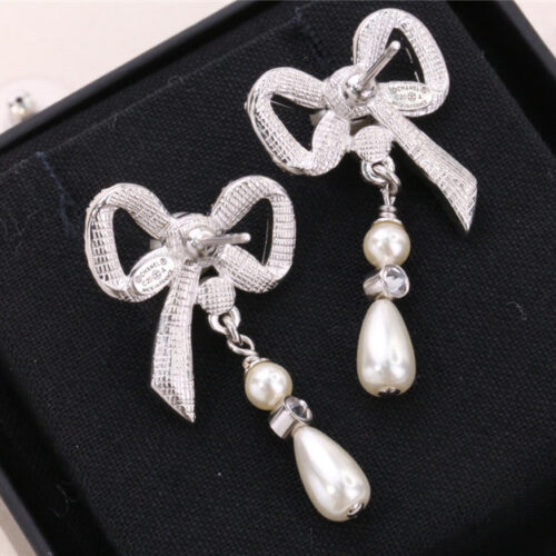 High Quality Luxury Chanel Ribbon Bow Earrings product detail