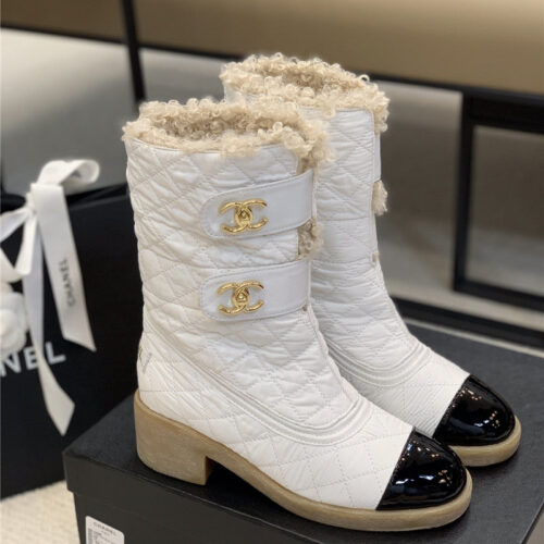 High Quality Luxury Chanel Diamond Down Wool Ankle Boots – Style 81926