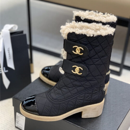 High Quality Luxury Chanel Diamond Down Wool Ankle Boots product detail