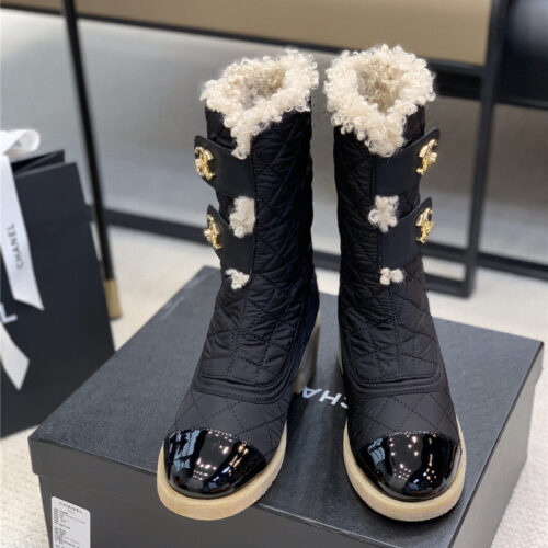 High Quality Luxury Chanel Diamond Down Wool Ankle Boots alternate view
