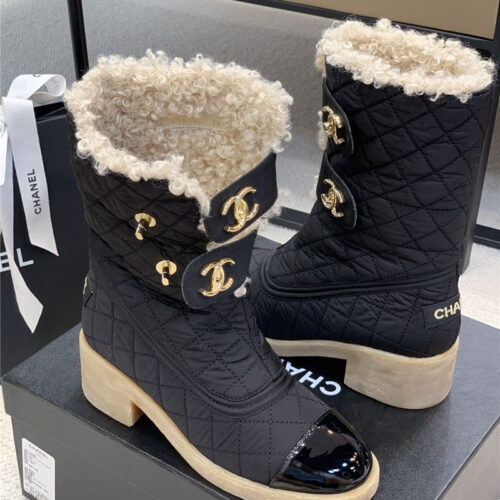 High Quality Luxury Chanel Diamond Down Wool Ankle Boots product detail