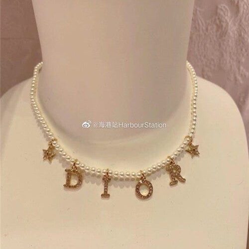 High Quality Luxury Dior Letters Pearl Necklace product detail