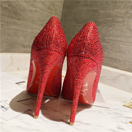High Quality Luxury Christian Louboutin Diamond High Heels Red product detail