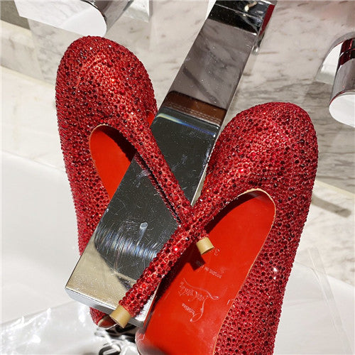 High Quality Luxury Christian Louboutin Diamond High Heels Red product detail