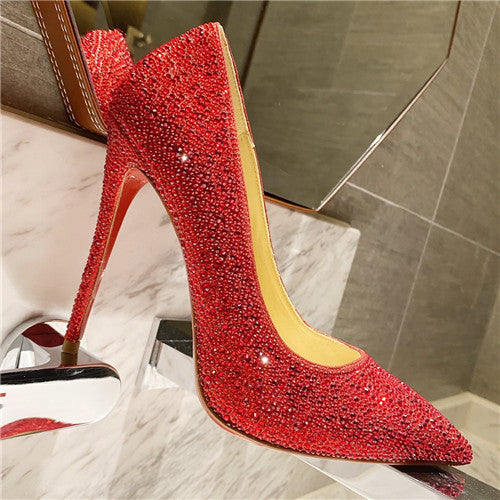 High Quality Luxury Christian Louboutin Diamond High Heels Red product detail