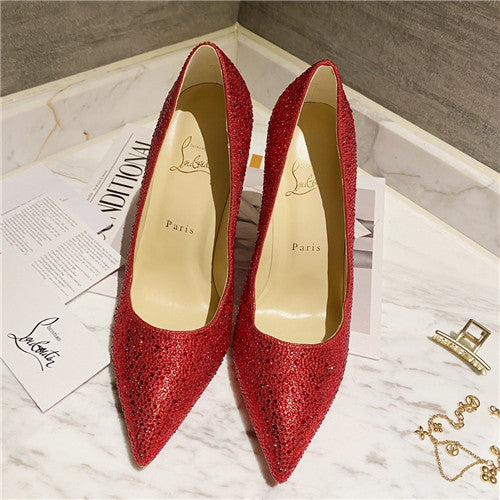 High Quality Luxury Christian Louboutin Diamond High Heels Red product detail