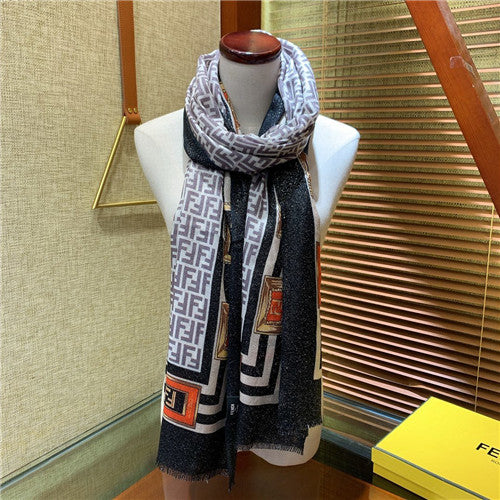 High Quality Luxury Fendi FF Cashmere Scarf Scarves alternate view