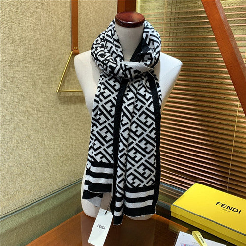 High Quality Luxury Fendi FF Cashmere Scarf Scarves – Style 25984 alternate view