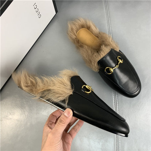 High Quality Luxury Mens Princetown GG Wool Slipper