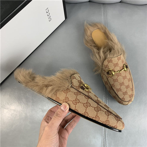 High Quality Luxury Gucci Mens Princetown GG Wool Slipper