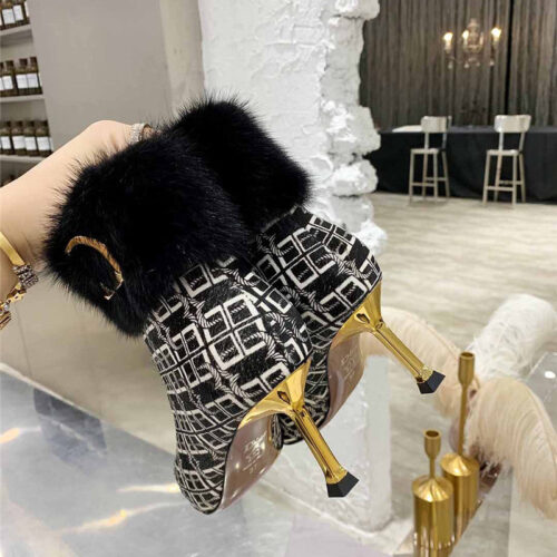 High Quality Luxury Dior Mink Fur Leather Ankle Boots – Style 09510 product detail