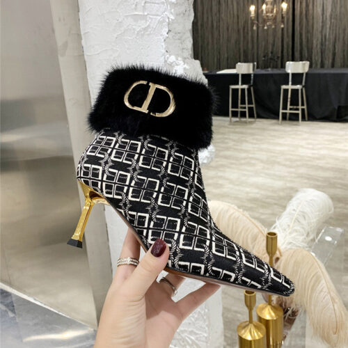 High Quality Luxury Dior Mink Fur Leather Ankle Boots – Style 09510 product detail