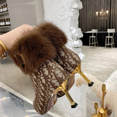 High Quality Luxury Dior Mink Fur Leather Ankle Boots – Style 36646 product detail
