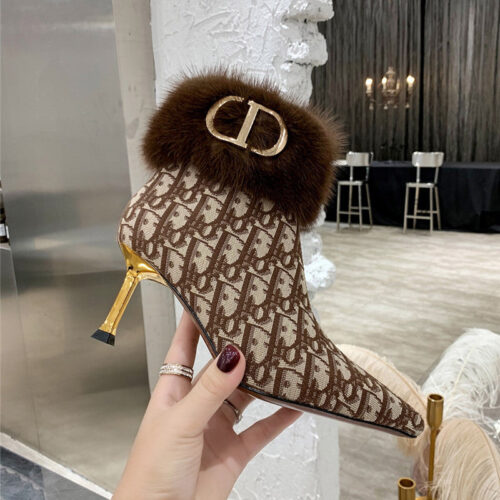 High Quality Luxury Dior Mink Fur Leather Ankle Boots – Style 36646 product detail