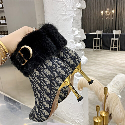 High Quality Luxury Dior Mink Fur Leather Ankle Boots – Style 64326 product detail