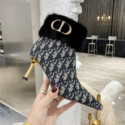 High Quality Luxury Dior Mink Fur Leather Ankle Boots – Style 64326 product detail