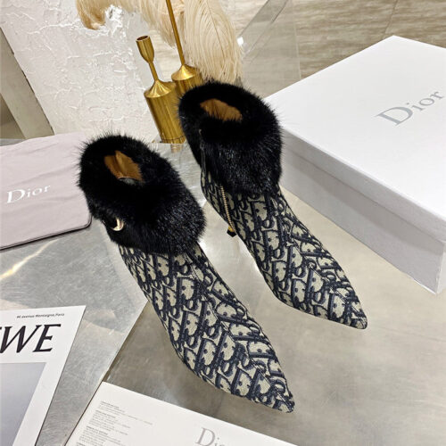 High Quality Luxury Dior Mink Fur Leather Ankle Boots – Style 64326 alternate view
